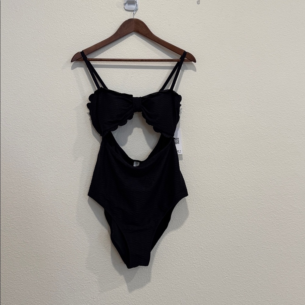 Charmo Black Scalloped Swimsuit, nwt